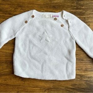 Zara Cream Knit Baby Sweater with Star Pattern